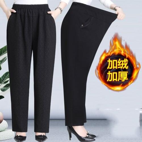 Middle-aged women Trousers Spring Autumn Extra-large Trousers Casual Womens Outer pants Winter Plus Velvet Warm Pants 8XL 140KG