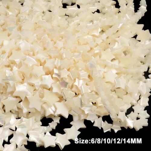 White Star Shape Shell Beads Natural Mother of Pearl Shell Stone Bead For Jewelry Making DIY Bracelet Necklace Craft Strand