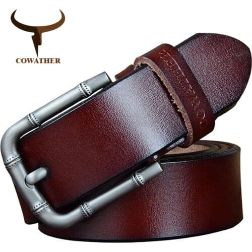 COWATHER 2019 belts for men new arrival men belt cow genuine leather male strap high quality alloy pin buckle male straps XF025