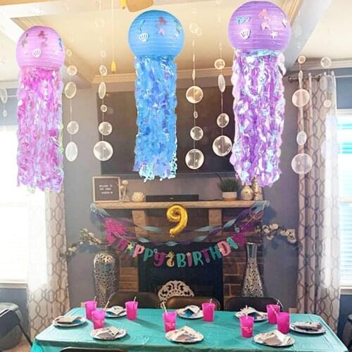 DIY Jellyfish Lantern Mermaid Theme Party Decor Under the Sea Party Girl Mermaid Birthday Baby Shower Decorations Litte Mermaid