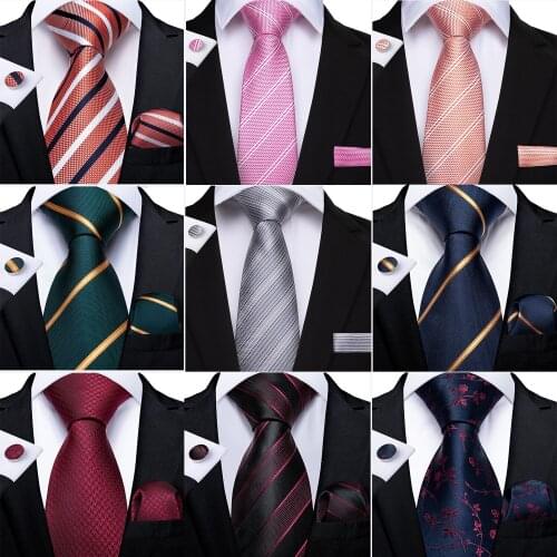 DiBanGu 100% Silk Mens Ties Striped Floral Paisley Necktie Pocket Square Set For Business Formal Dress Wedding Party Cravat