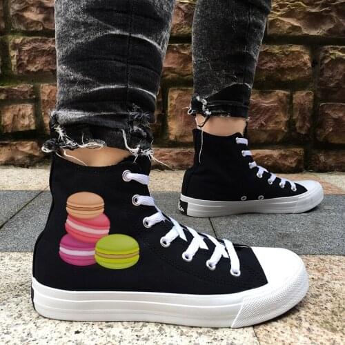 Wen Design Dessert Colored Macaron Dessert Canvas Athletic Shoes Black White High Top Women Men Skateboarding Outdoor Sneakers