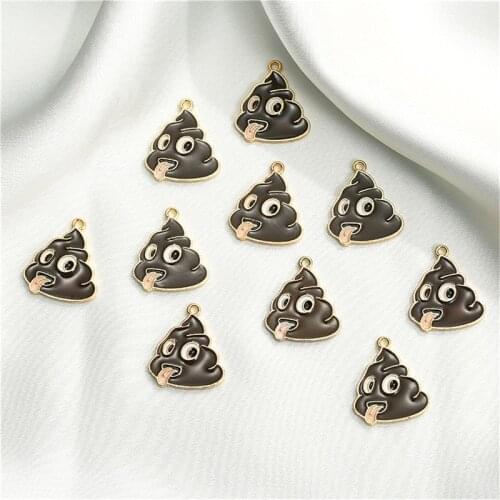 Julie Wang 10pcs Enamel Cartoon Feces Charms Alloy Fake Shits Pendant Necklace Bracelet Jewelry Making Accessory