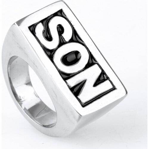 European and American stainless steel letter SON ring mens jewelry hip hop punk titanium steel ring