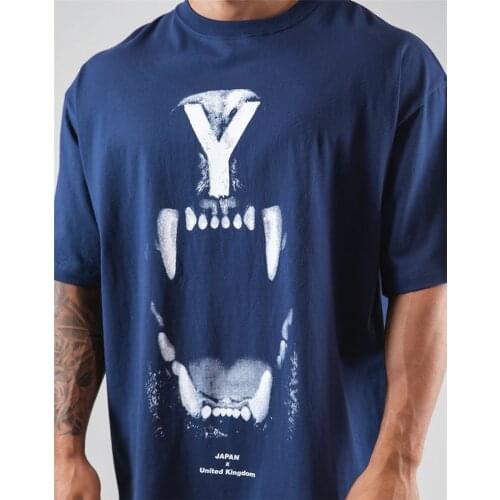 Hip Hop Big Logo Cotton 2021 Oversize Gym Sport T Shirt Men Elastic Fitness Running T-shirt Sportswear Tshirt Workout Tee Tops