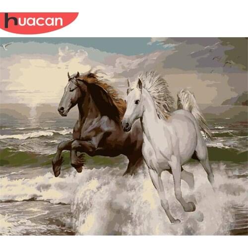 HUACAN Oil Painting By Number Horse DIY Pictures By Numbers Animal Kits Hand Painted Paintings Art Drawing On Canvas Home Decor