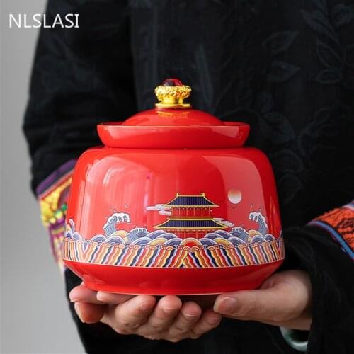 Creative Palace Style Ceramics Tea Caddy Portable Sealed Jar Oolong Tieguanyin Containers Travel Tea Bag Coffee Powder Canister