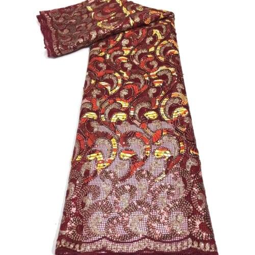 Sequin Wax Mesh Lace Ankara 2021 High Quality Africa Newest Nigerian Tulle Wedding Dress Fabric ND4973