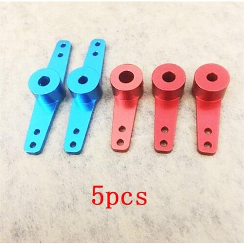 5Pcs 3/4/5mm Metal Steering Servo Arm Red/blue Aluminum Gear Rocker Servo Horn Length 24/29/47mm DIY RC Model Parts