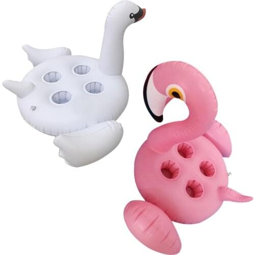 Mini White Swan Drink Holder Inflatable Inflatable 4 hole Flamingo Cup Holder Swimming Pool Toy Beverage Holders Float Beach Fun