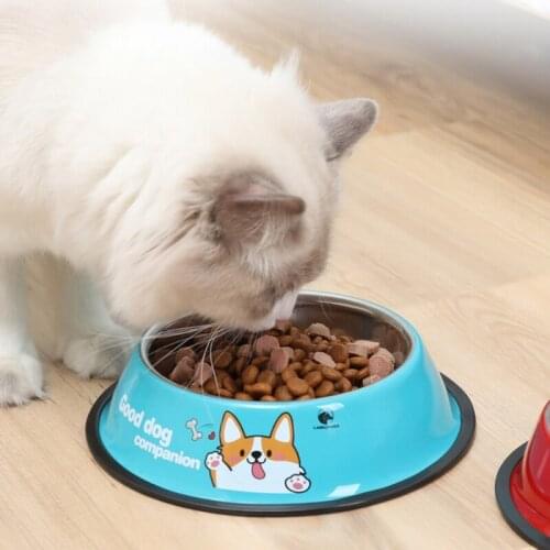 Pet Bowls Dog Food Water Feeder Stainless Steel Pet Drinking Dish Feeder Non-slip Pet Feeding Bowls for Puppy Dog Pet Products