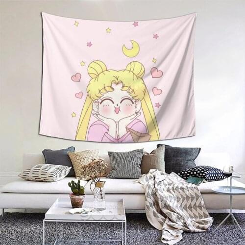 Sailor Girl Tapestry Anime Comic Kawaii Tapestry Wall Bedspread Bohemian Hanging Blanket For Living Room