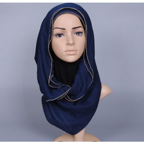 New design gold chain cotton hijab scarf printe solid color shawls headband popular autumn wraps muslim scarves/scarf