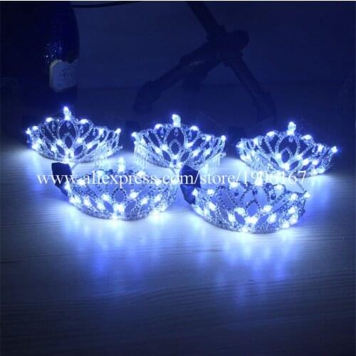 Wholesale 5 Pcs Fashion LED Luminous Wedding Crown Christmas Headwear For Party Wedding Stage Show