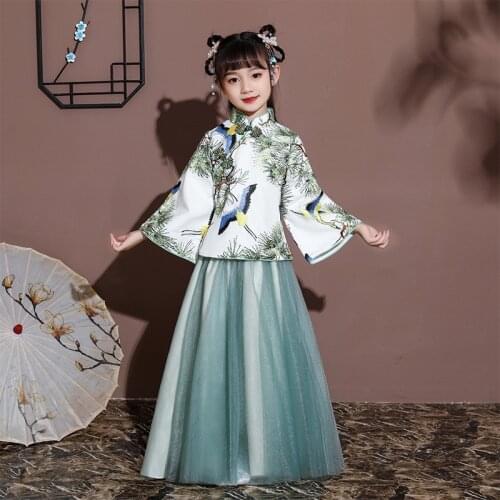 Autumn And Winter Girls' Hanfu Ancient Dress Chinese Style Embroidery Stage Performance Wear Party Evening Dress Birthday Gift