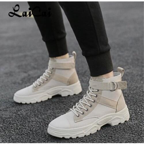 Autumn Mens Shoes 2021 Summer High-Top Canvas Martin Boots Mens Korean-Style Trendy Casual Worker shoe All-Matching Mens Boot