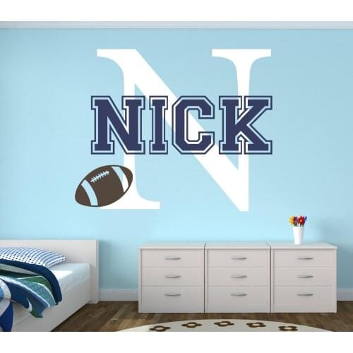 Personalized Name Wall Decal - Football Sports Baby Room Decor Nursery Wall Decals Vinyl Mural Boys room DIY Decoration W-2