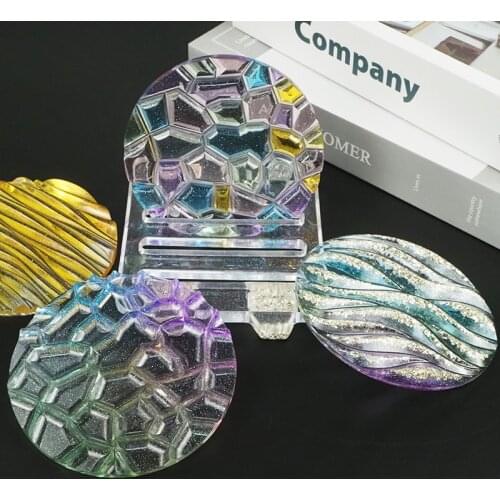 Coaster DIY Crystal Epoxy Resin Silicone Mold Wave Diamond Bottom Coaster Round Storage Box Tray Coaster Cover Box Silicone Mold
