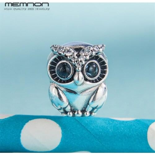 2019 New Autumn Sparkling Owl Charms 925 sterling Silver beads fit Bracelet Necklace charm DIY for women Memnon fine Jewelry