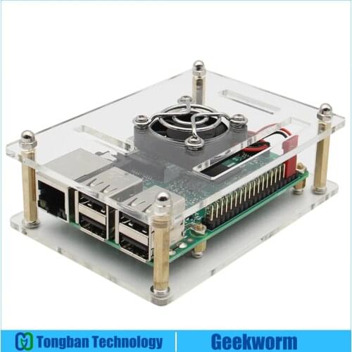Raspberry Pi 4 Model B/3B+ /3B /Pi 2B Acrylic Case + Cooling Fan Kit, Starter Kit for Raspberry Pi 4B/ Pi 3B+/3B