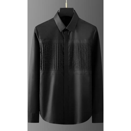 Iwhanker Black White Male Shirts Luxury Long Sleeve Bouffancy Casual Mens Dress Shirts Fashion Slim Fit Party Man Shirts 3xl