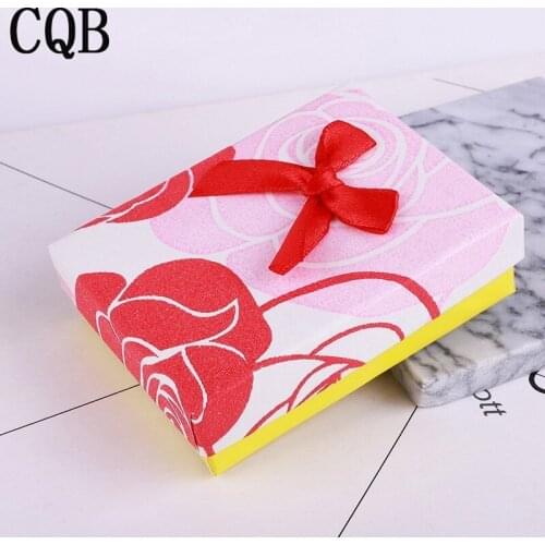 Printed bow jewelry box jewelry earrings necklace box wedding ring tray display gifts a lot of makeup jewelry tray brand fashion