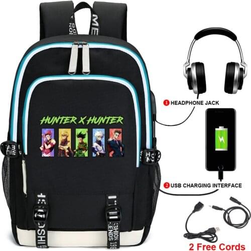 Anime HUNTER×HUNTER high school bags for teenage girls large school backpack female travel laptop backpack usb charge Mochilas
