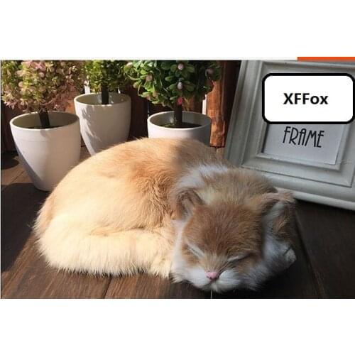 Cute real life yellow cat model plastic&furs simulation sleeping cat doll gift about 21x17cm xf1314