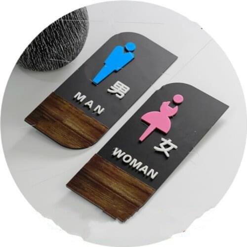 Bedroom Bathroom Door Signs Imitation Wood Toilet Sign House Number Plate Wc Wall Sticker Washroom Signage Address Plaque Plate