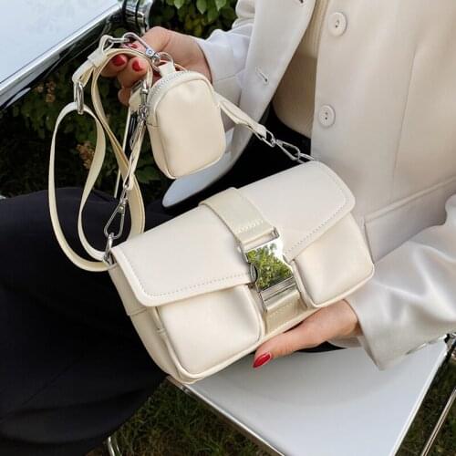 Soft Leather Shoulder Composite Bags for Women Wide Strap Crossbody Bag Female Small Flap Messenger Handbags and Purse 2 Set Bag