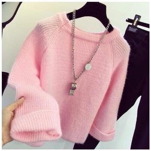 Loose Knitted Round Neck Sweater Women Simple Fashion Small Fresh Style Elastic Solid Bottoming Sweater Pullover Female Spring