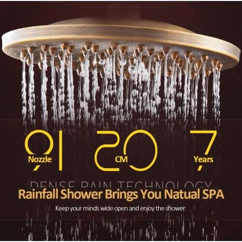 Vidric Vidric Antique Brass Shower Faucets Set Wall Mount Antique Brass Shower Kit Dual Knobs Mixer Tap Handheld Spray Bathtub K