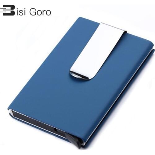 BISI GORO Men And Women ID Credit Card Holder Mini Wallet Slim Business Card Case 2021 Credit Aluminum Card Package High Quality