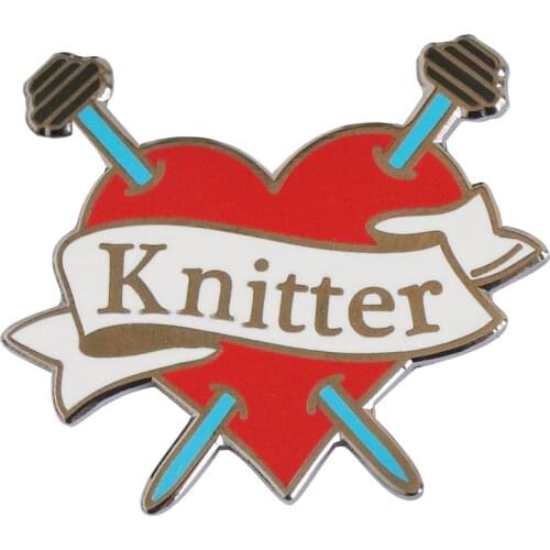Knitting enamel pin