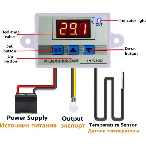 XH-W3002 Digital Temperature Controller Thermostat W3002 110V 220V 12V 24V Thermoregulator Aquarium Incubator Temp Regulator