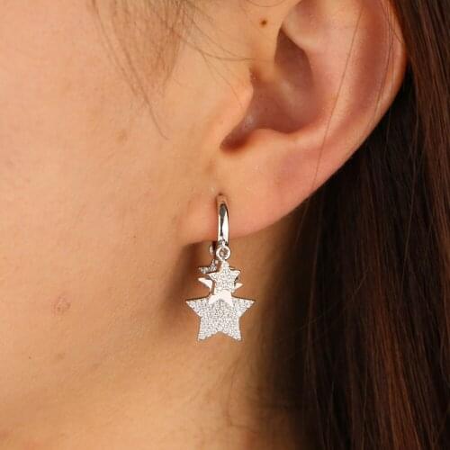 Fashion Silver Gold color Earring For Women Crystal AAA Cubic Zirconia star Drop Earrings women Pendientes Mujer Moda