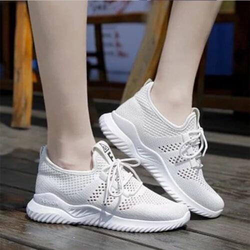 Spring And Summer New Flying Woven Mesh Sneakers Womens Shoes Korean Version Of All-Match White Shoes Breathable Mesh Shoes