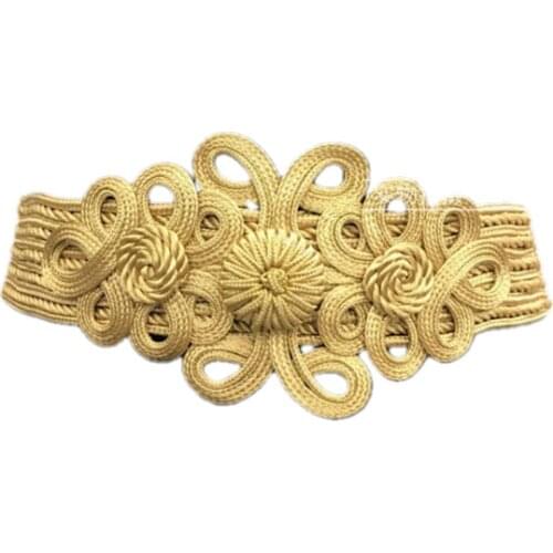 1 piece Handmade lace hand-woven ribbon golden belt, military uniforms, dresses, dance clothes, decorative buckles, BELT003