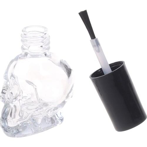 10ml Empty Nail Polish Bottle Clear Glass With Brush Refillable Steamed Head