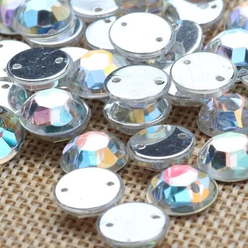 1000pcs/lot 10mm Crystal AB Flatback Acrylic Sewing Round Rhinestone Gems with 2 Holes Scrapbook Craft Jewelry DIY Embellishment