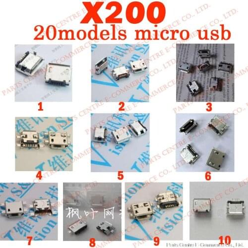 20 models 200pcs/lot micro usb connector widely use charging port for Lenovo ZTE huawei and other mobile tablet
