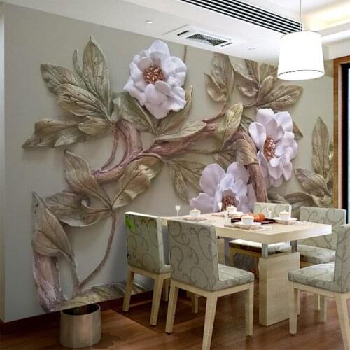 Customize Any Size 3D Wallpaper Mural Stereoscopic Relief Flower Tree Living Room Bedroom TV Background Wall Decoration Mural