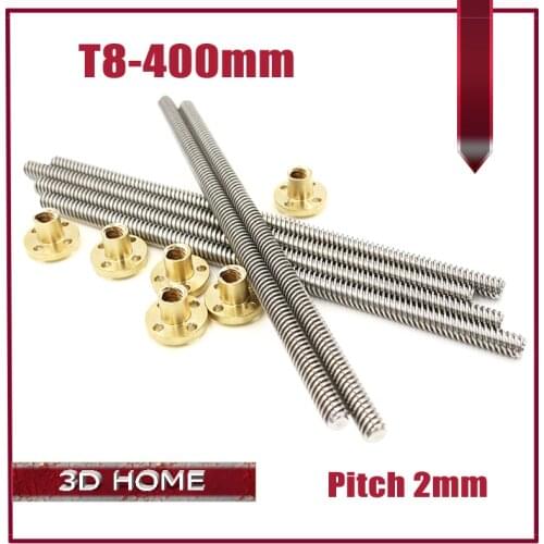RepRap 3D Printer THSL-400-8D T-type stepper motor trapezoidal Lead Screw Dia 8MM Thread 8mm Length 400mm with Copper Nut