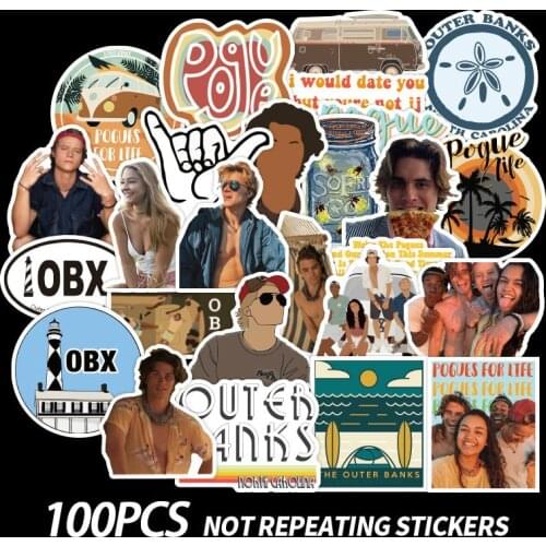 50pcs/Pack Waterproof Cartoon Outer Banks Stickers Skateboard Suitcase Guitar Luggage Laptop Stickers Kid Classic Toy