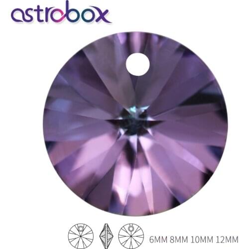 Astrobox Elegant Rivoli Round K9 Glass Rhinestones Clear Tiny Diamond Pendant DIY Earring Necklace Jewelry Making One Hole