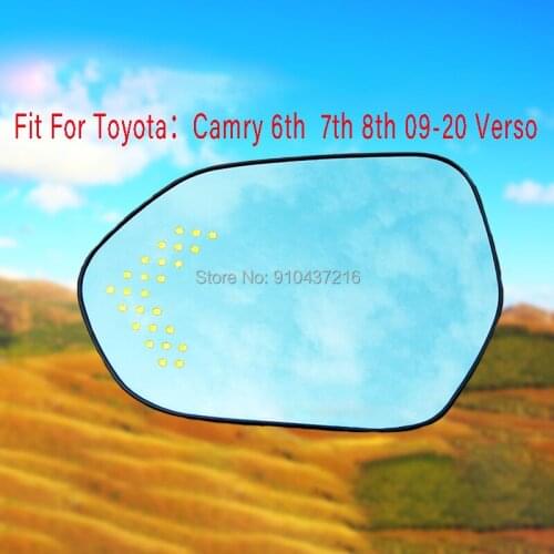 For Toyota Camry 6th 7th 8th Verso 12-17 Car Rearview Mirror Glare Proof Blue Glasses Led Lamp Heated turn single Marquee