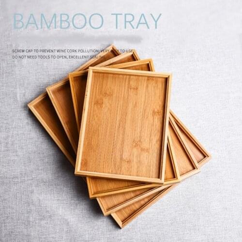 Bamboo tray Rectangle Wooden plate Saucer Environmental protection products Multiple models Simple retro Tea utensils Manual