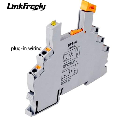 BPT-61 Ultra-thin Relay Socket Base Module for PCB Electromagnetic and SSR Solid State Relay 5V 12V 24V DC Common Negative Pole