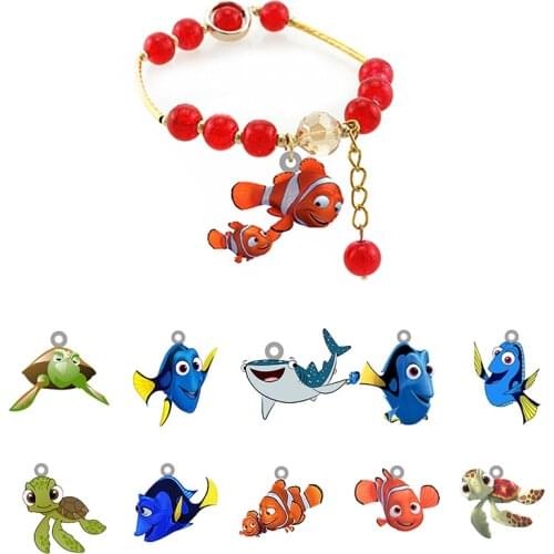 Disney Finding Nemo Bracelet Epoxy Acrylic Red Beaded Bracelet Regal Blue Tang Dory And Clownfish Marlene Pendant Bracelet