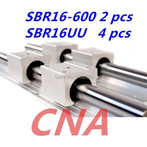 Fast Shipping: 2pcs SBR16 L 600mm Linear Bearing Rails + 4pcs SBR16UU Linear Motion Bearing Blocks (can be cut any length)